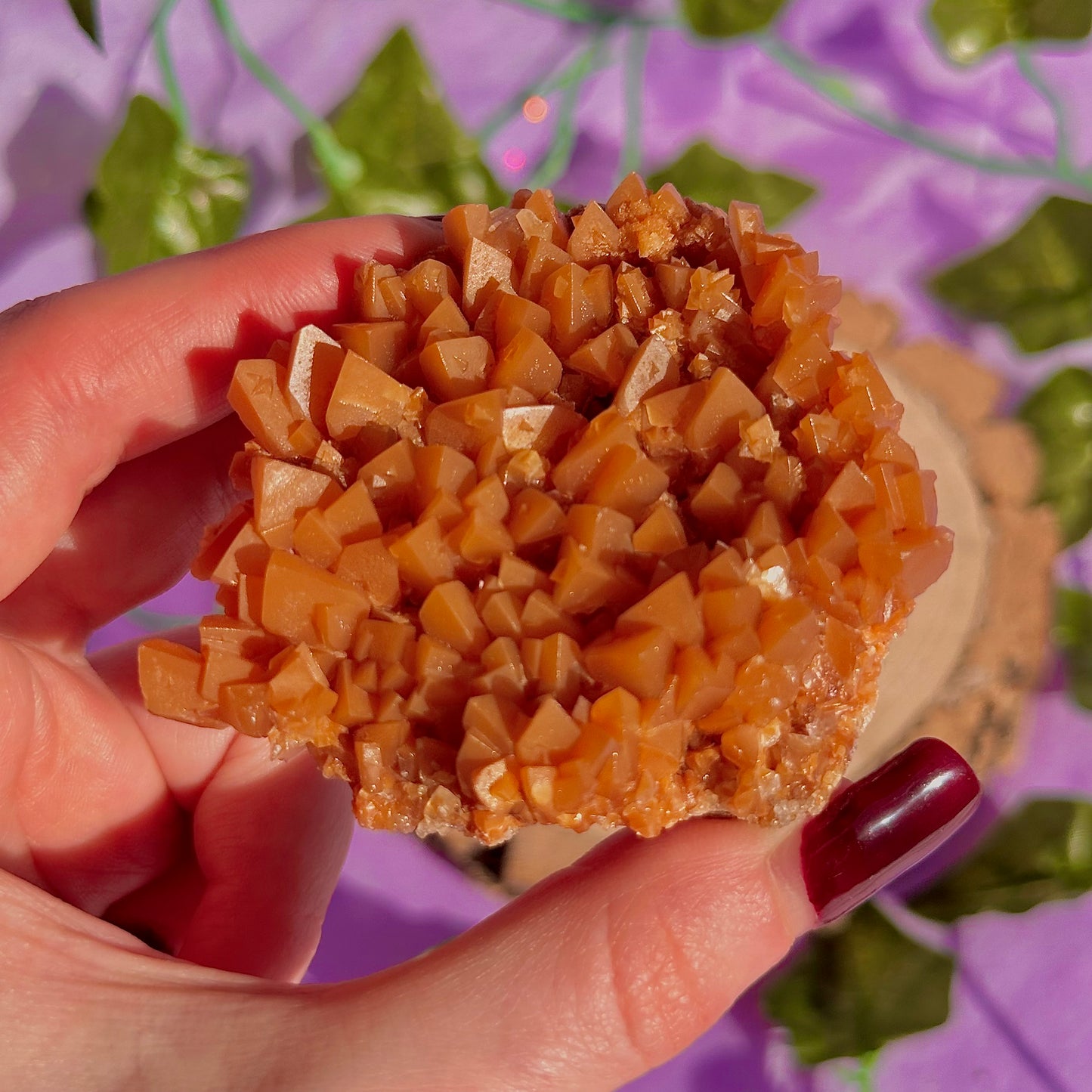 orange calcite cluster specimen C