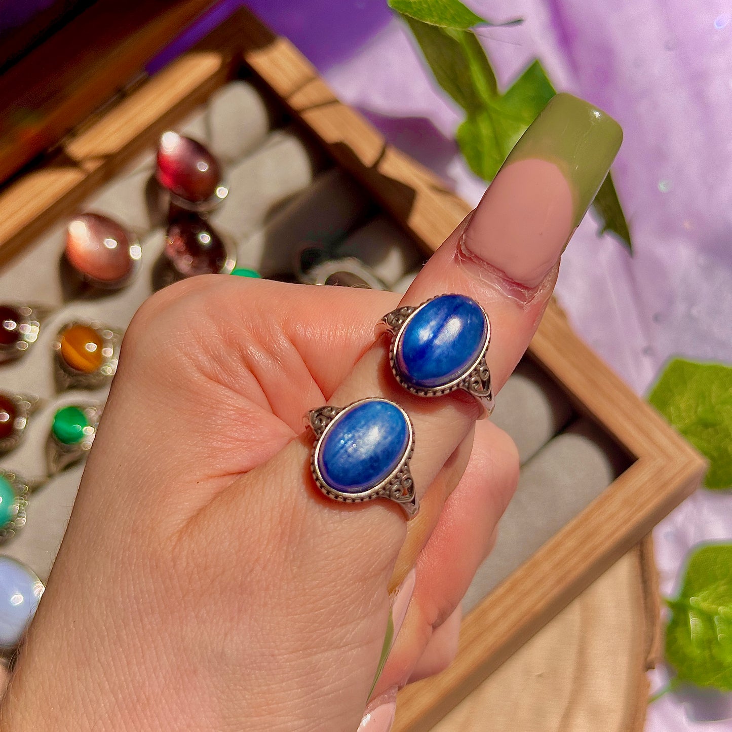 blue kyanite 925 sterling silver adjustable ring