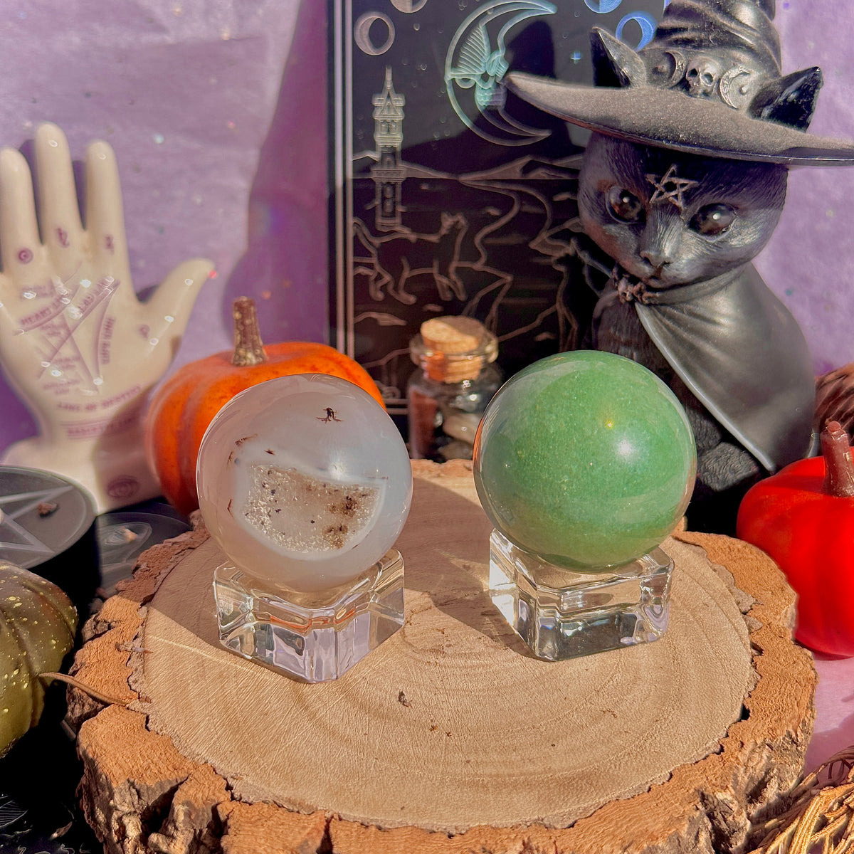 aventurine & druzy agate small spheres ~ choose your own