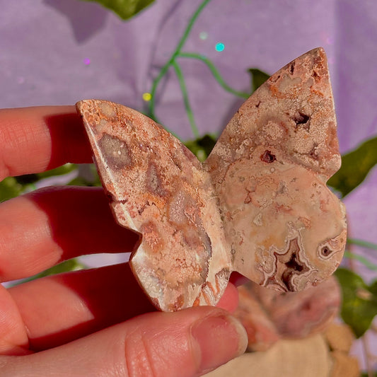 indonesian rare pink lace agate butterflies, self standing ~ choose your own