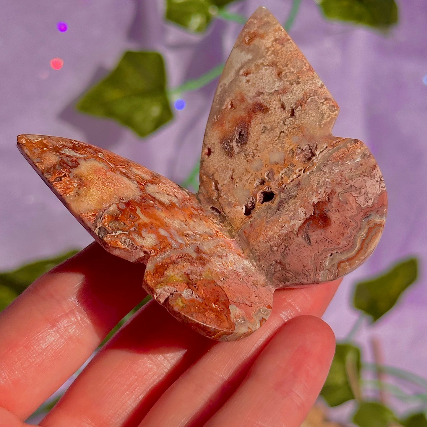 indonesian rare pink lace agate butterflies, self standing ~ choose your own
