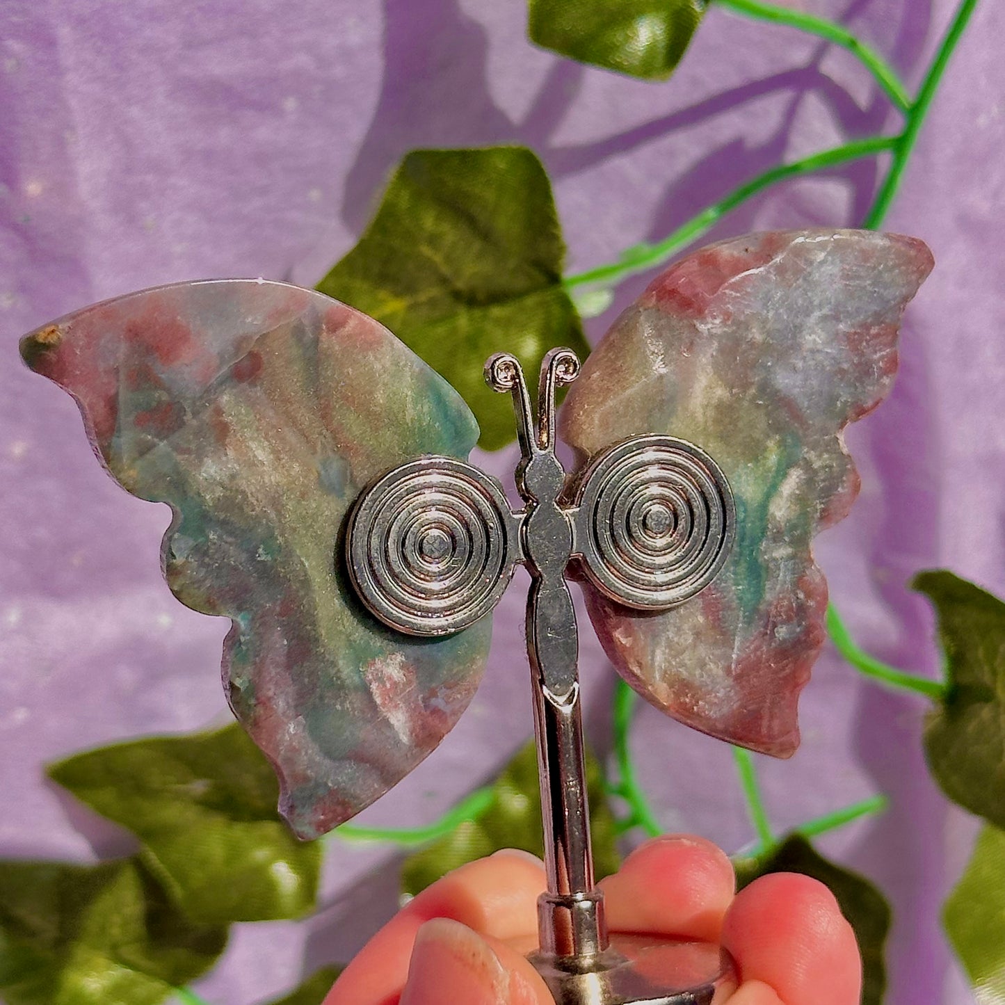 sea jasper butterflies on stand & dragon fly carving ~ choose your own