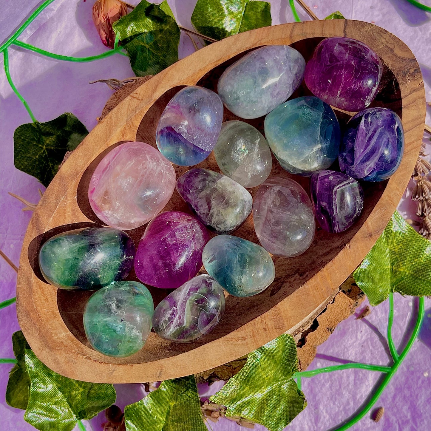 rainbow fluorite tumbles