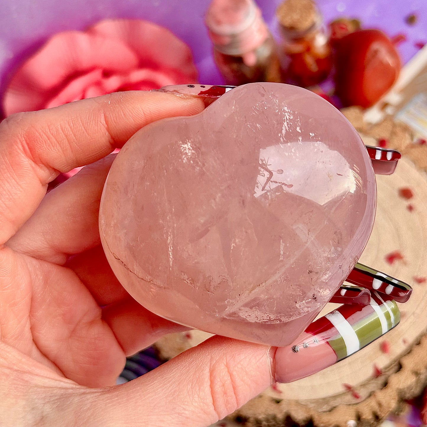 Cœurs en quartz rose starlight asterism ~ choisissez le vôtre