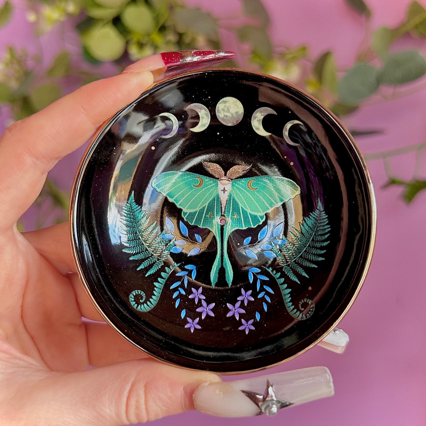 luna moth ceramic incense holder
