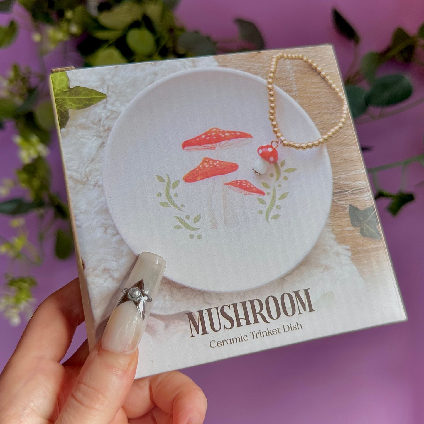 toadstool mushroom ceramic trinket dish