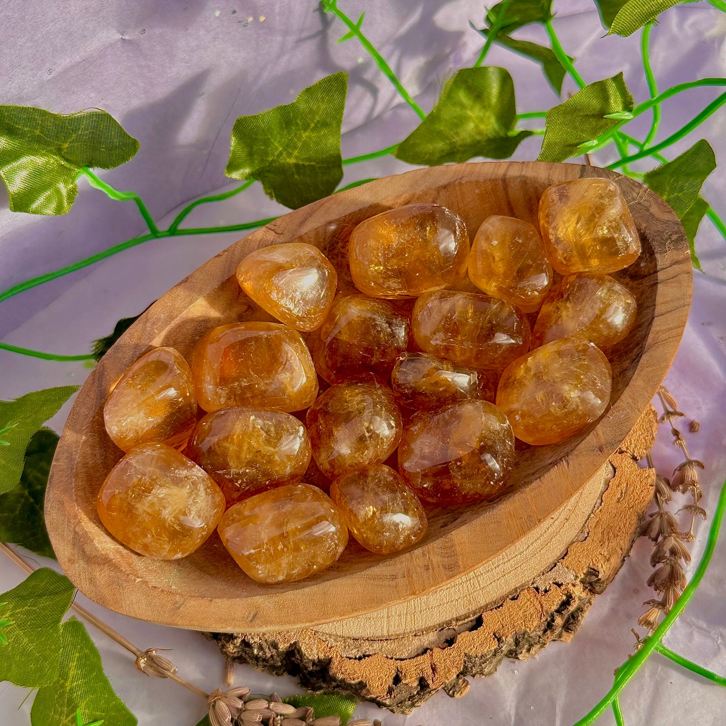 honey calcite tumbles