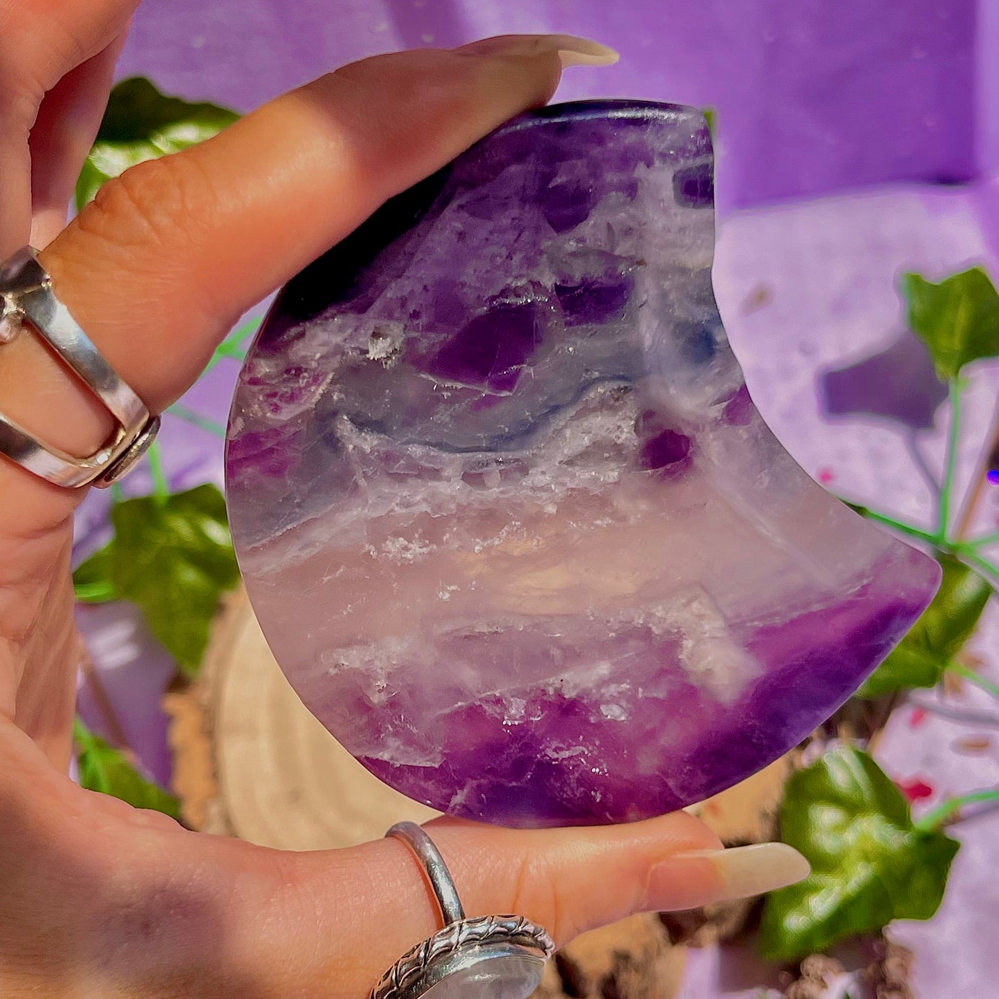 rainbow fluorite moon bowl B