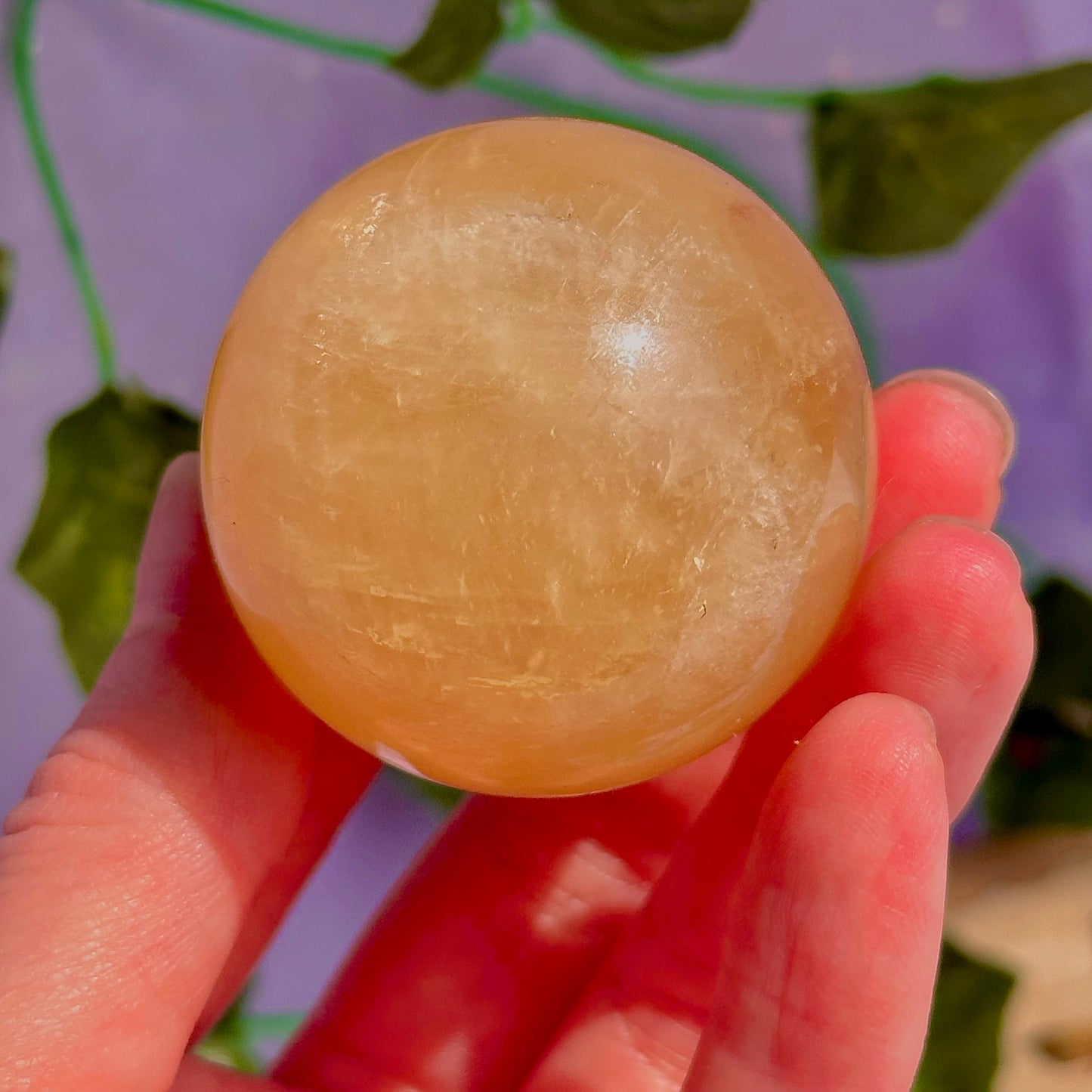 honey calcite sphere