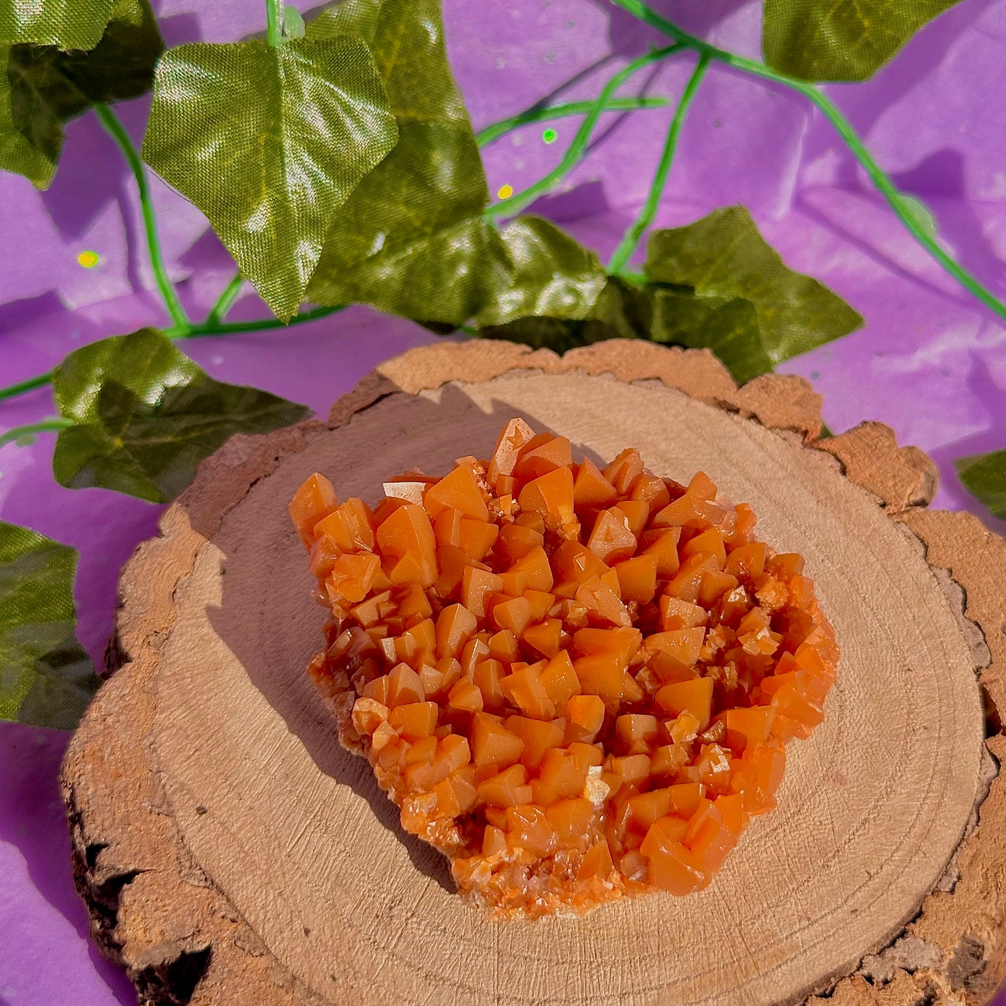 orange calcite cluster specimen C