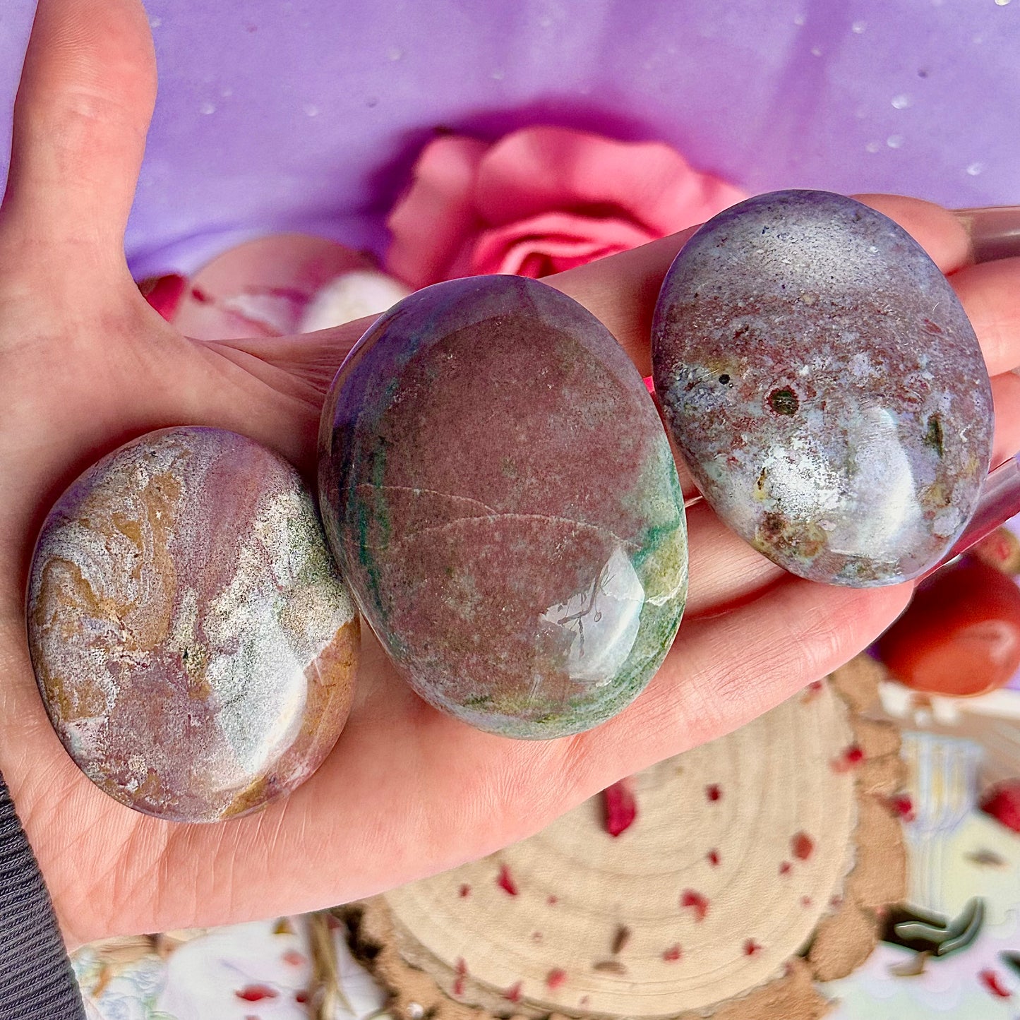 pastel ocean jasper palm stones ~ choose your own