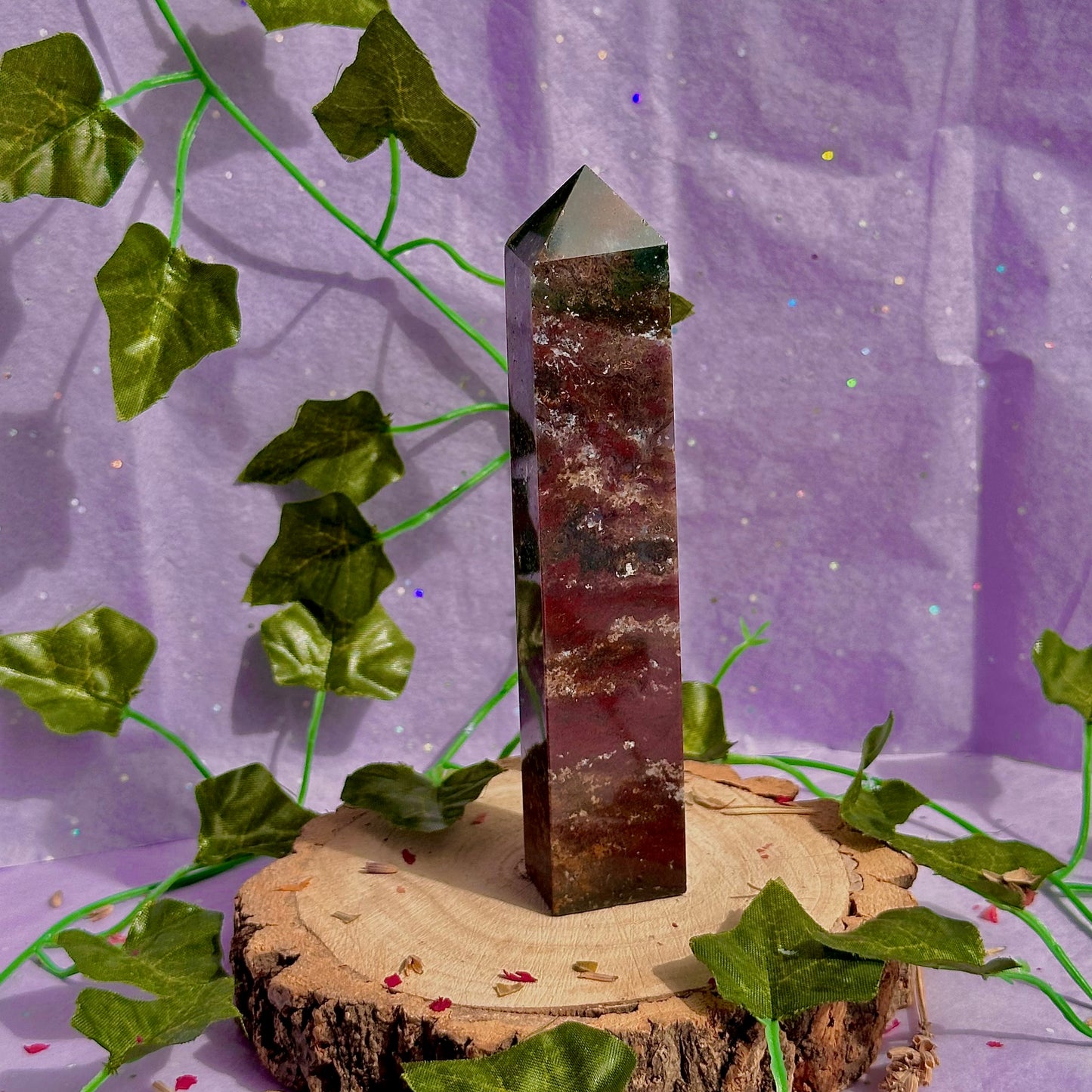 red moss agate tower