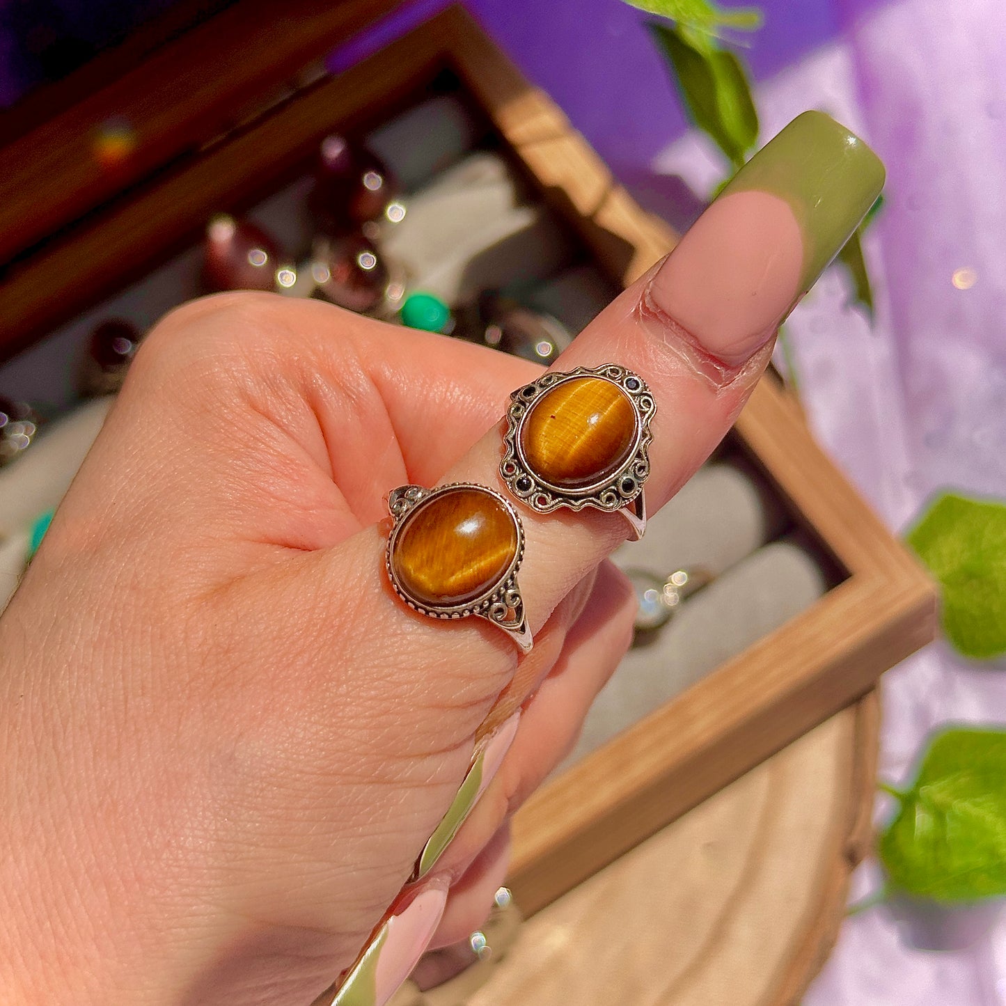 golden tigers eye 925 sterling silver adjustable ring