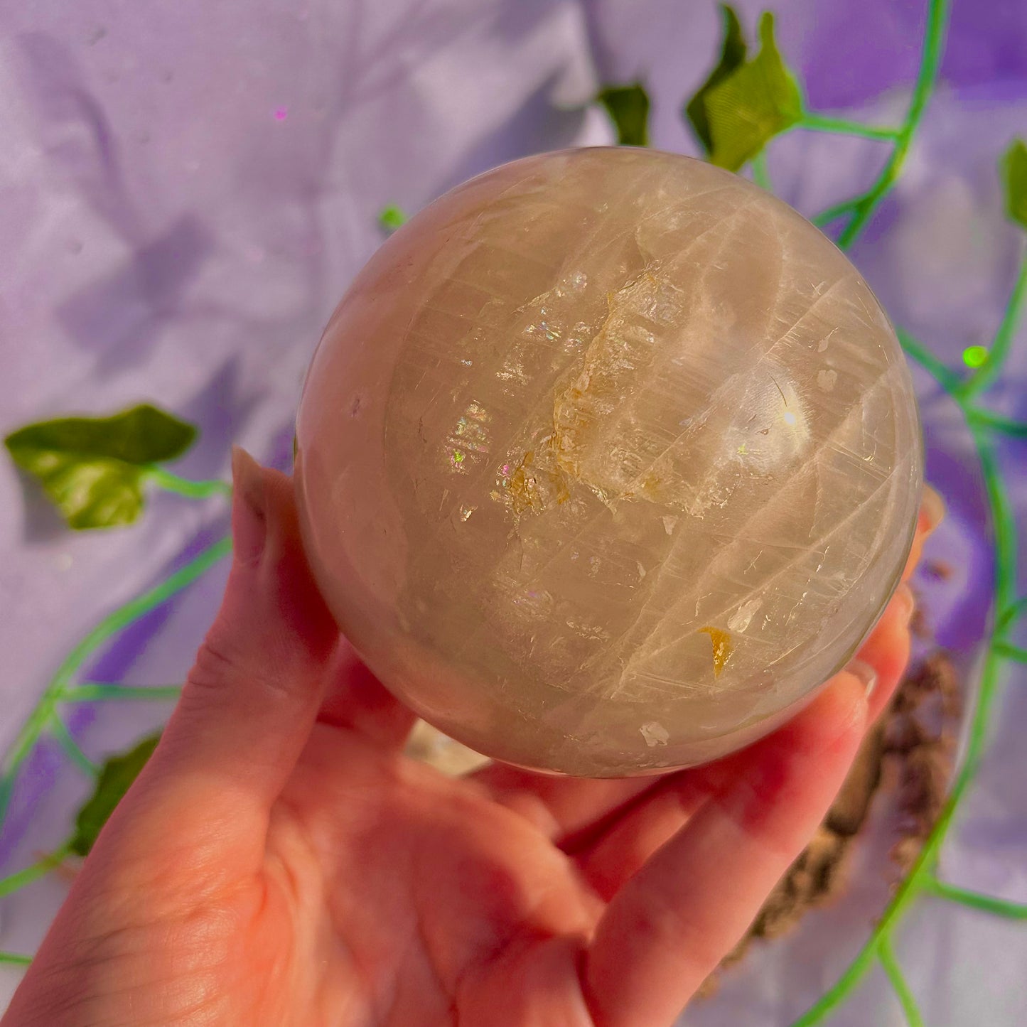 sphère de quartz rose bleu ~ 626g