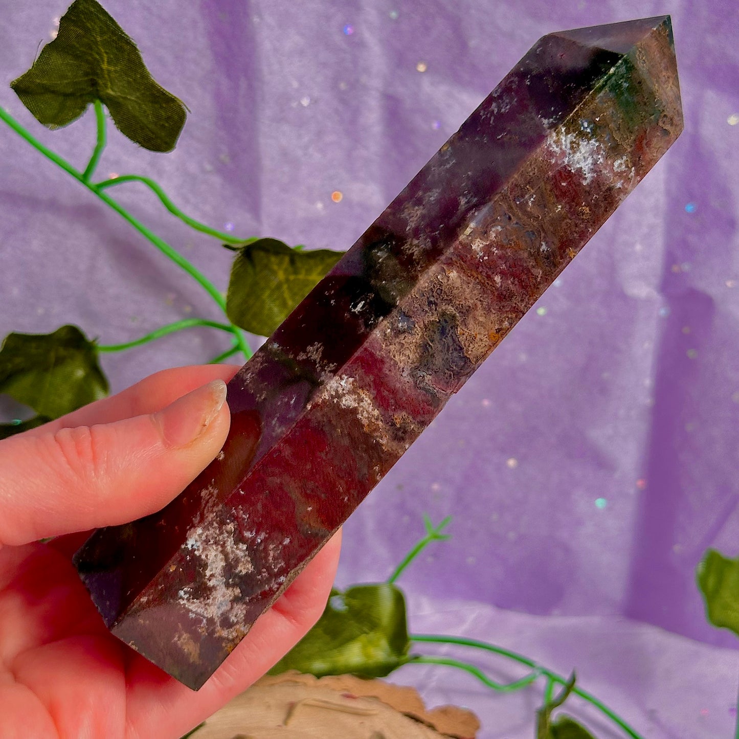 red moss agate tower