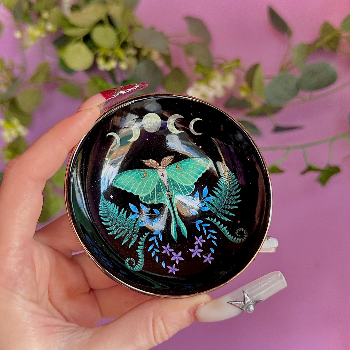luna moth ceramic incense holder