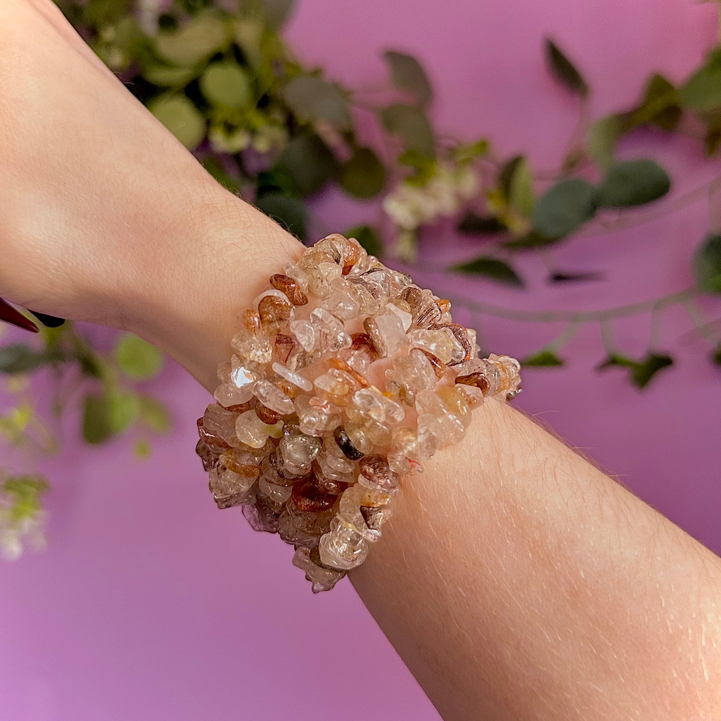 copper rutile chip bracelet