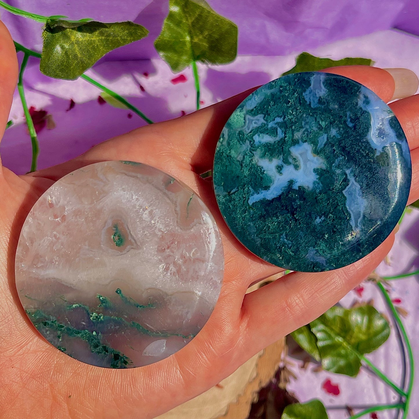 moss agate disc C & D