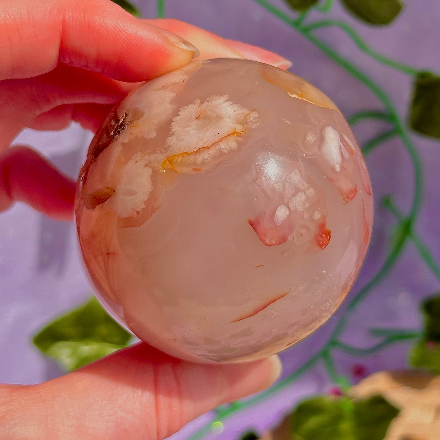flower agate sphere
