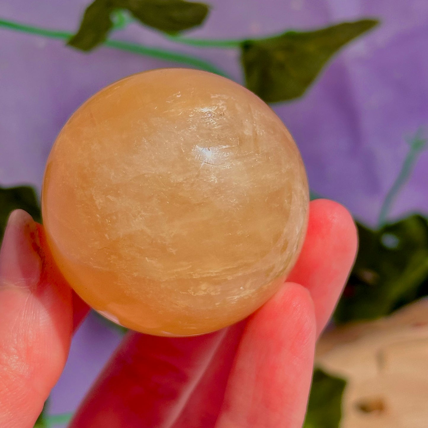 honey calcite sphere