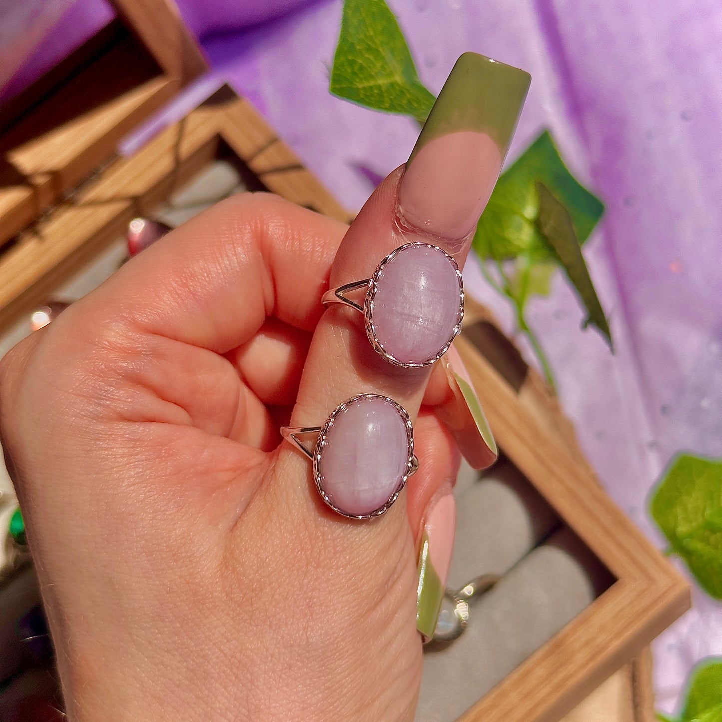 kunzite 925 sterling silver adjustable ring