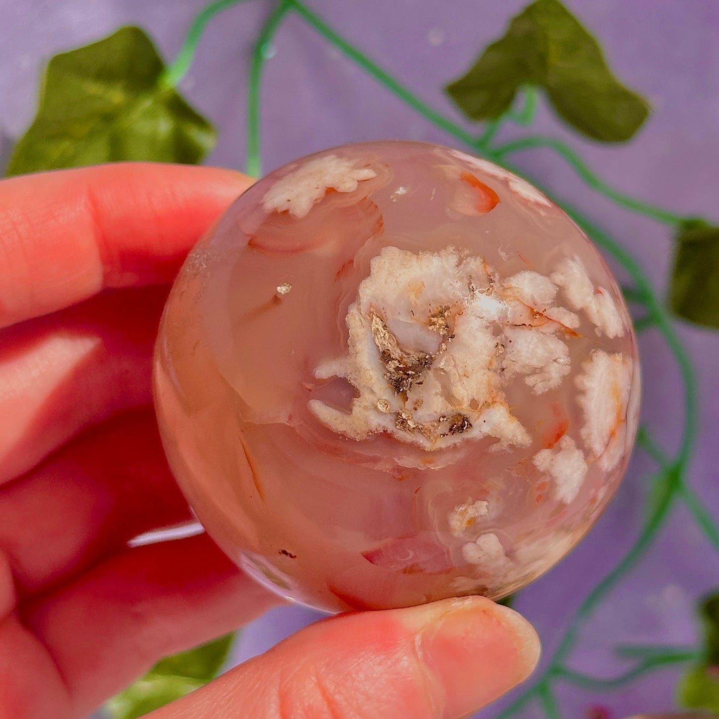 flower agate sphere