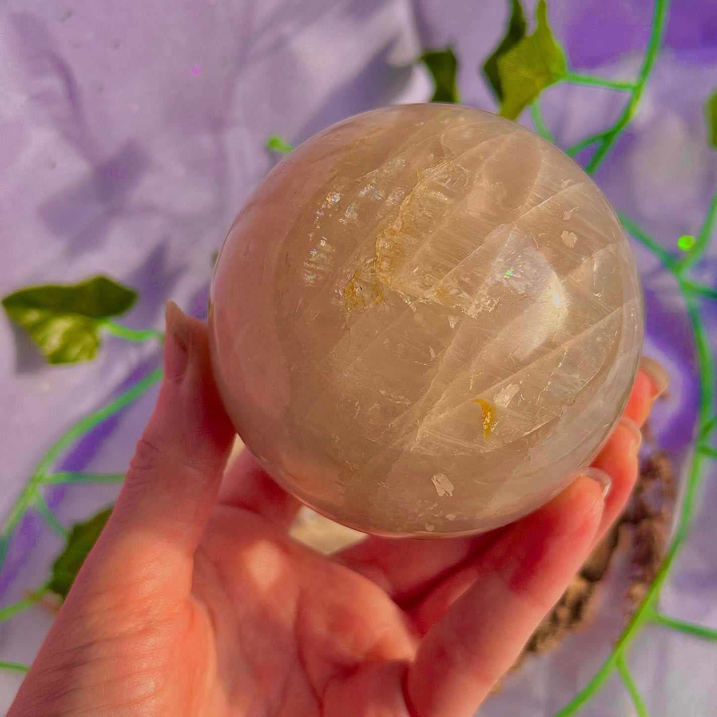 sphère de quartz rose bleu ~ 626g