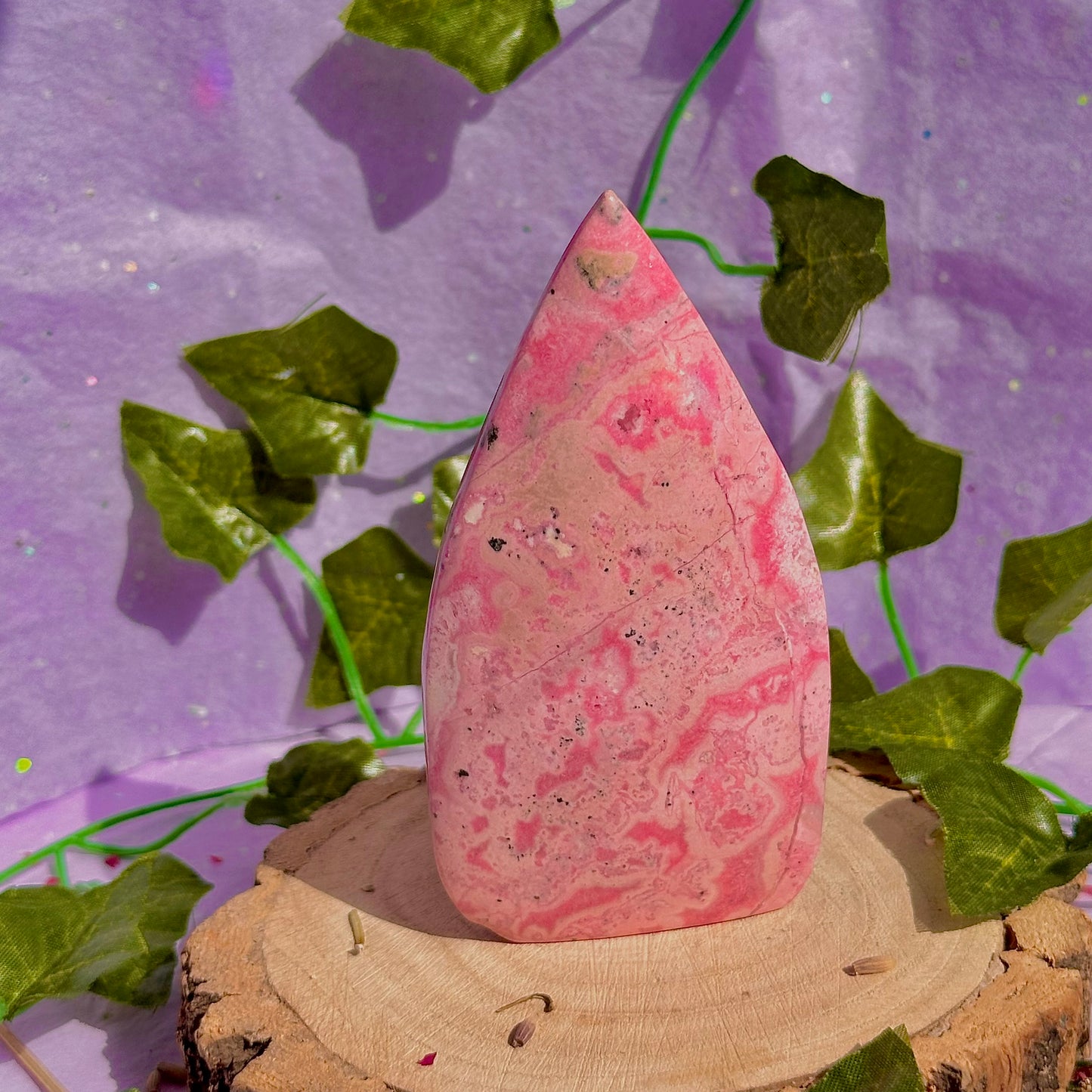 peruvian rhodonite teardrop carving