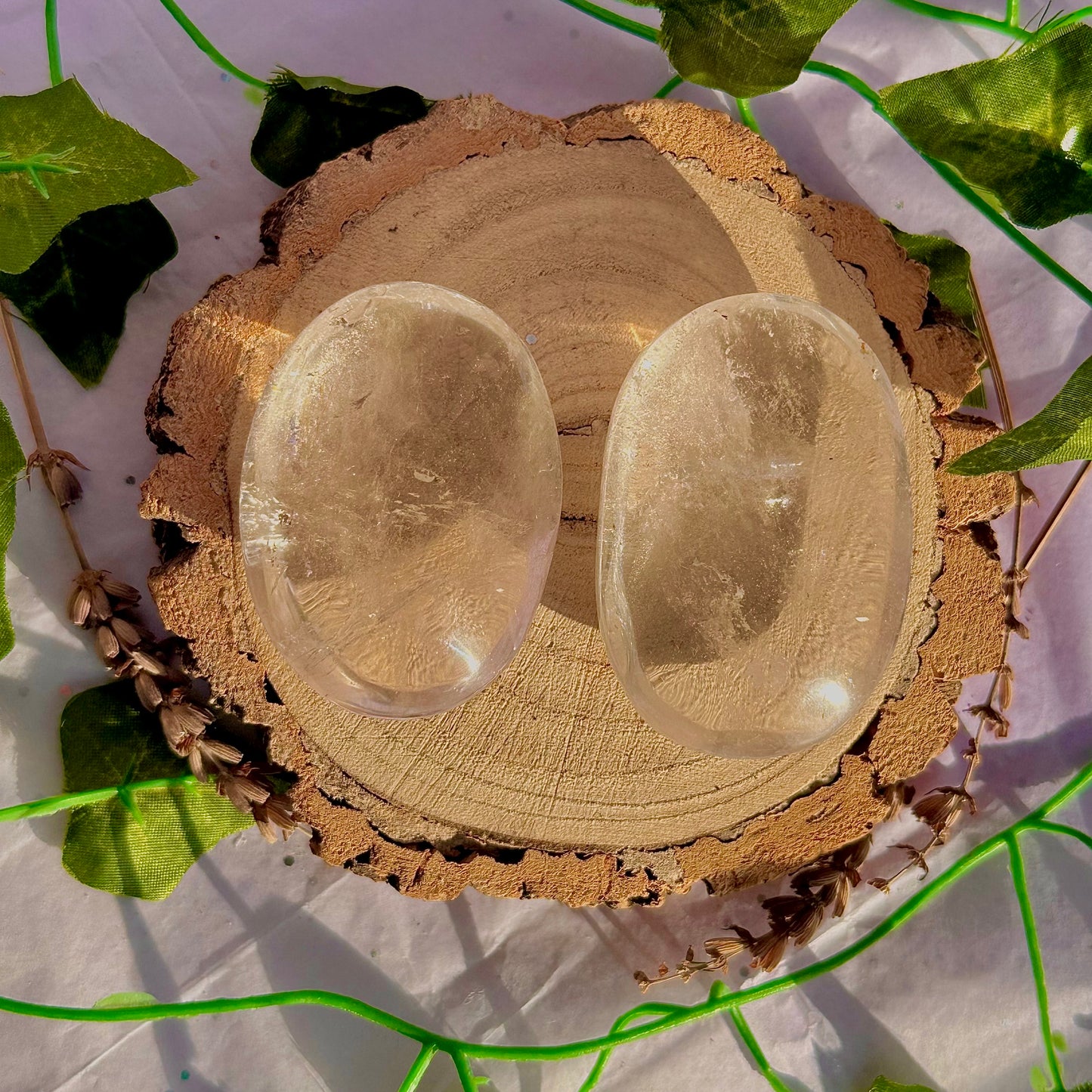 clear quartz palm stone ~ intuitively chosen