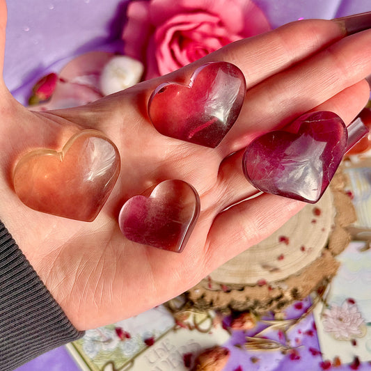 candy rainbow fluorite heart carvings ~ choose your own