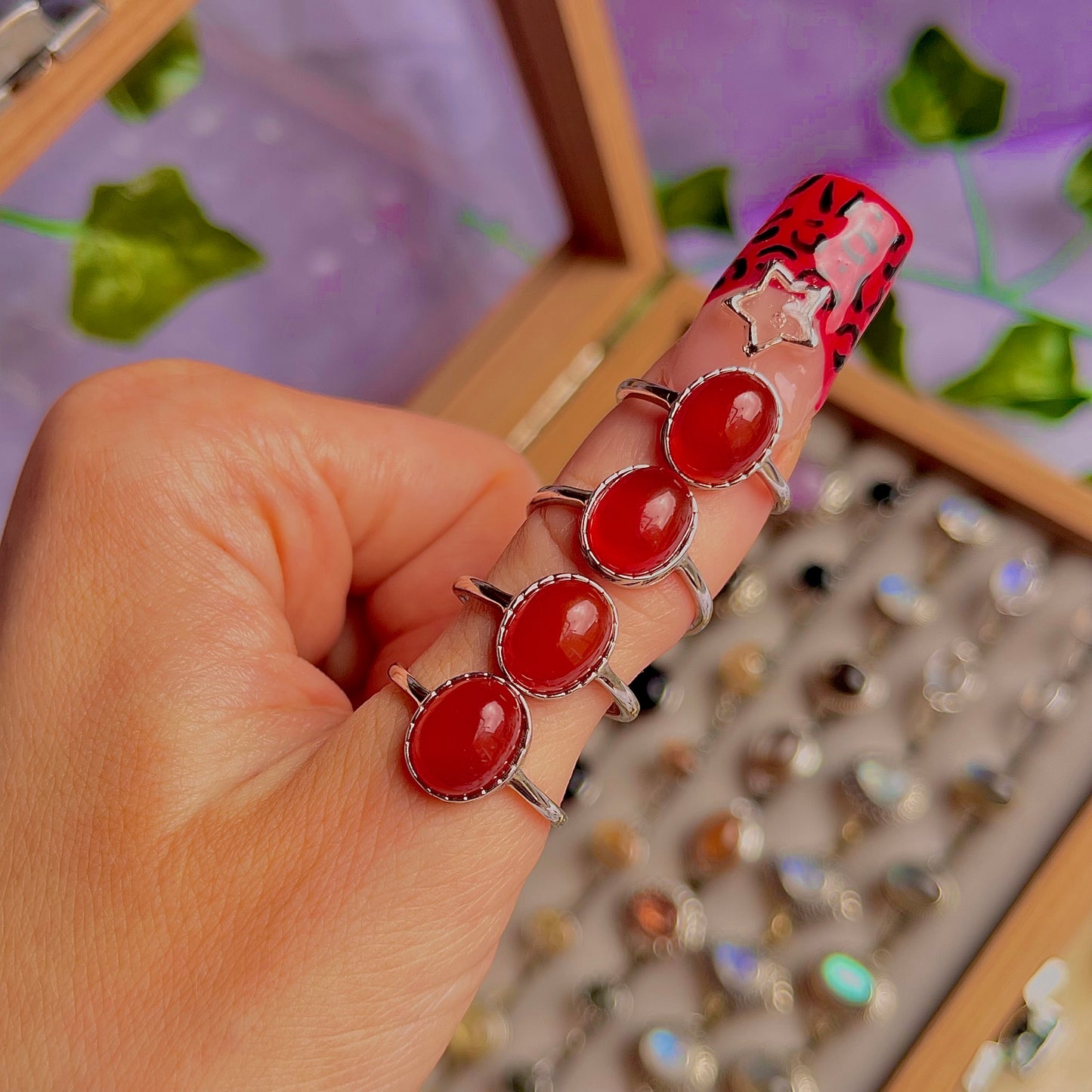 carnelian style A ~ 925 sterling silver & adjustable rings / intuitively chosen