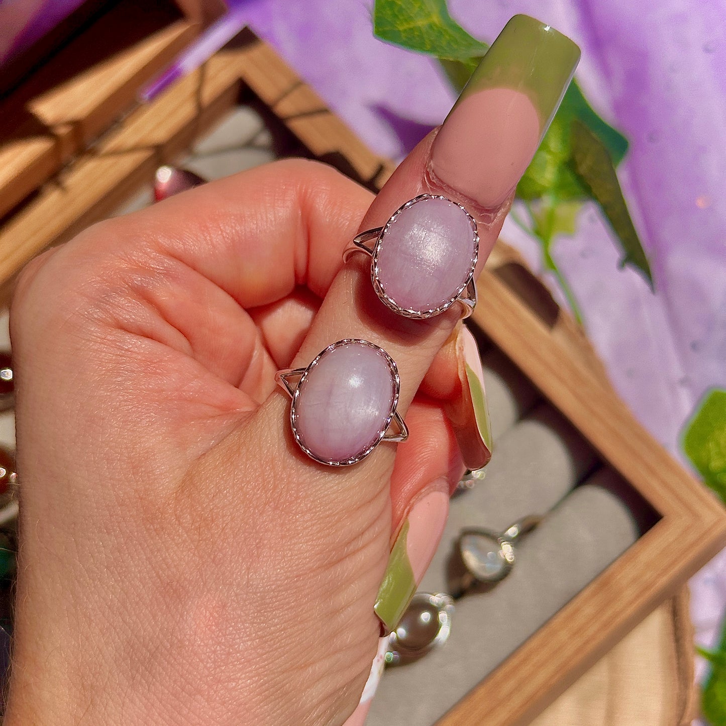 kunzite 925 sterling silver adjustable ring