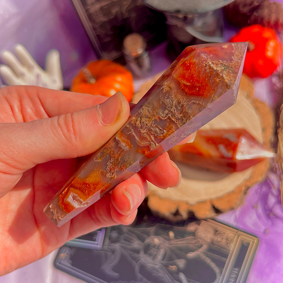 carnelian x moss agate generator wands ~ choose your own