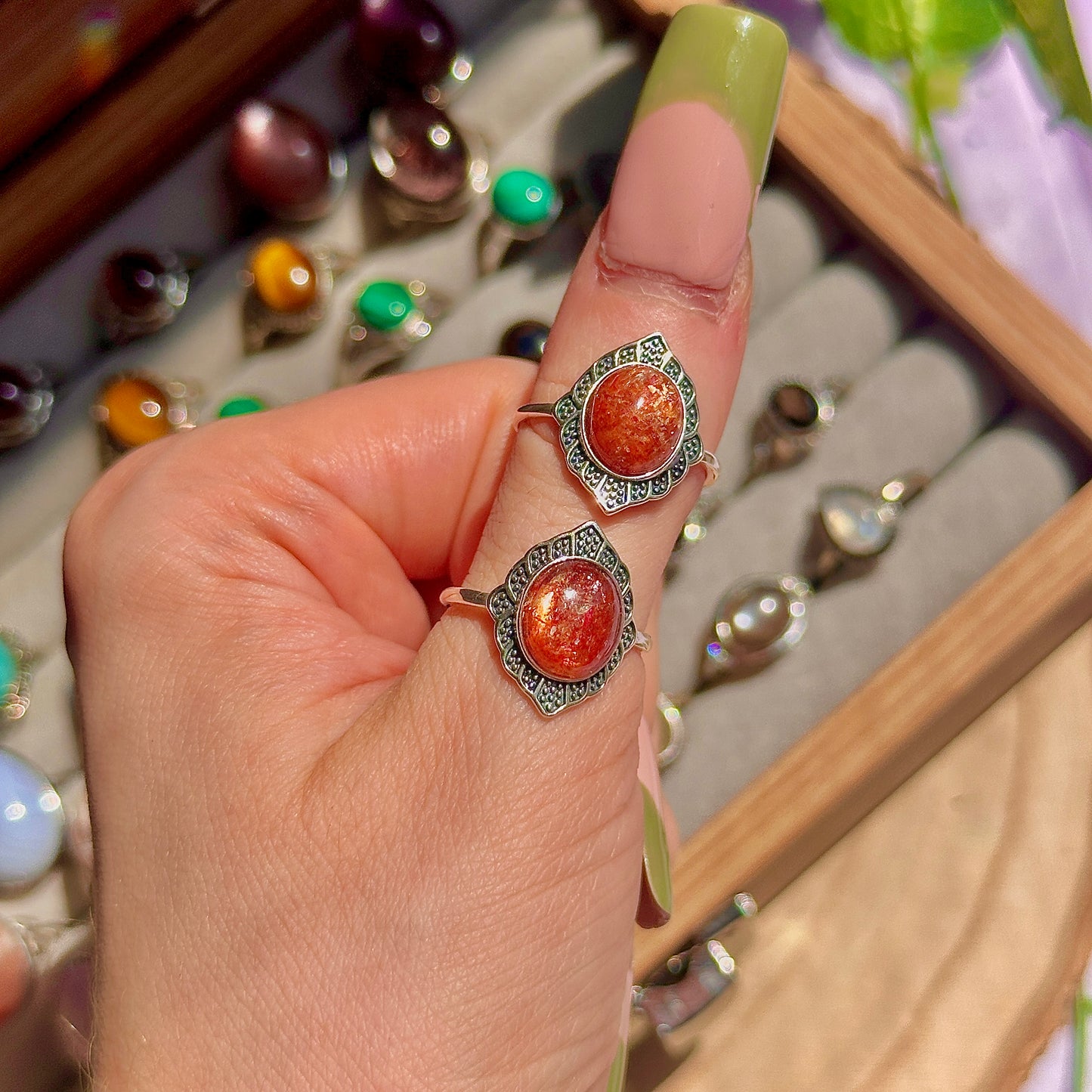 sunstone 925 sterling silver adjustable ring