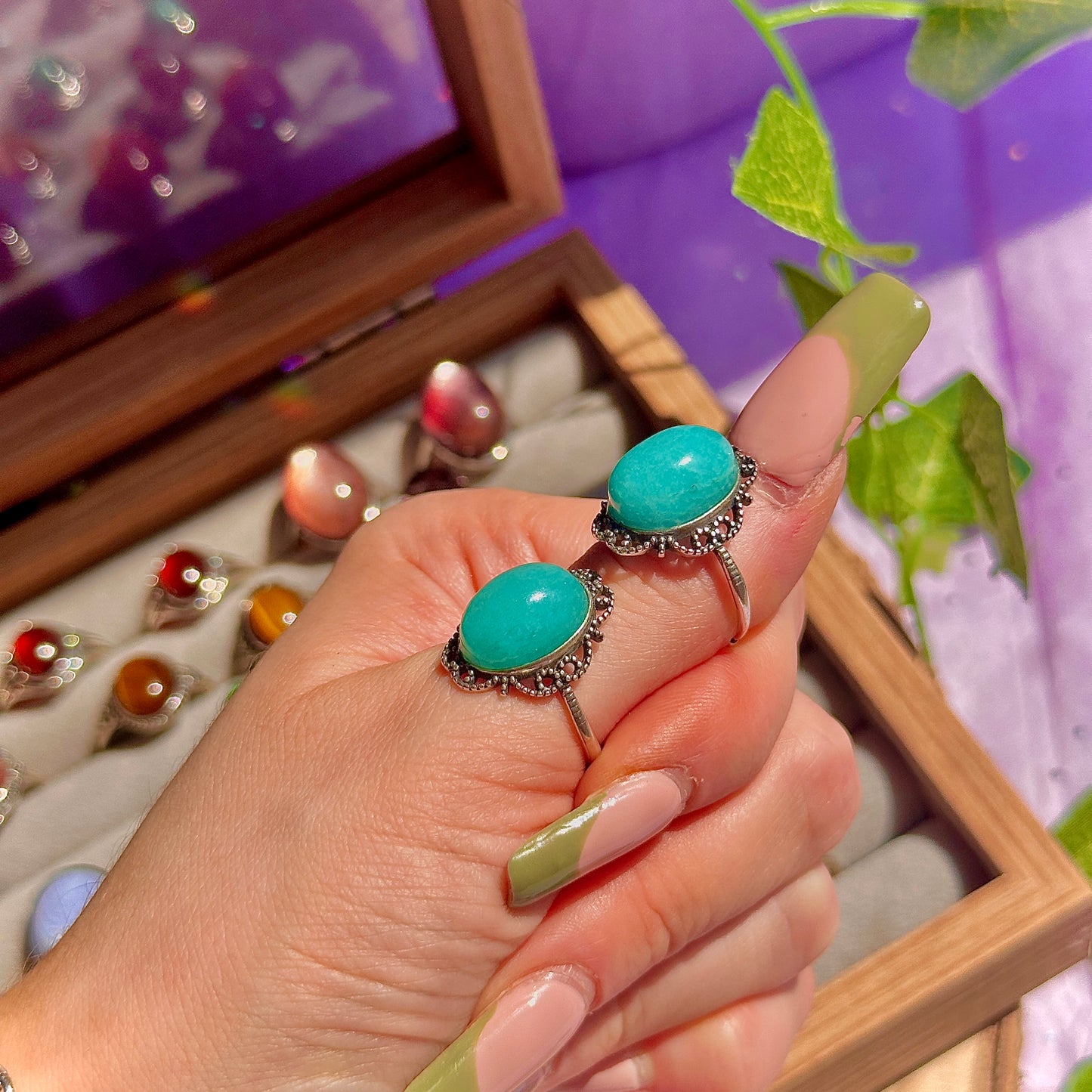 amazonite 925 sterling silver adjustable ring