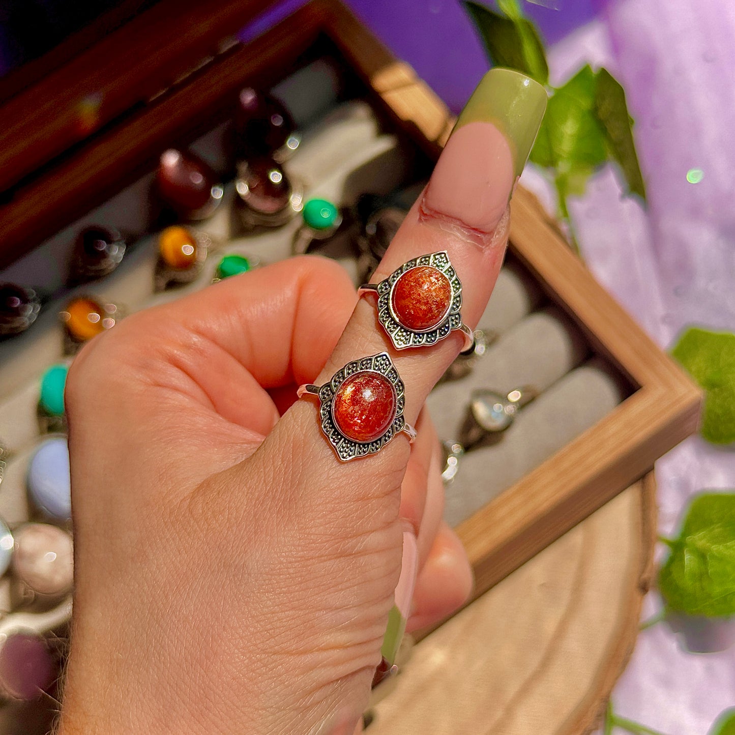 sunstone 925 sterling silver adjustable ring