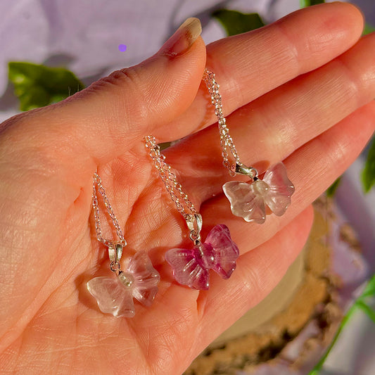 rainbow fluorite bow necklace ~ 925 silver plated 18 inch chain / intuitively chosen