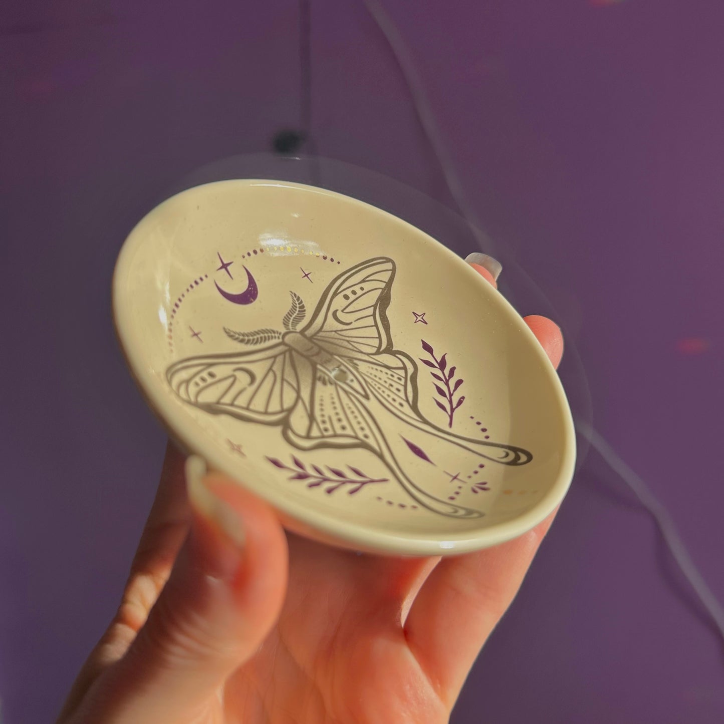 luna moth ceramic incense holder
