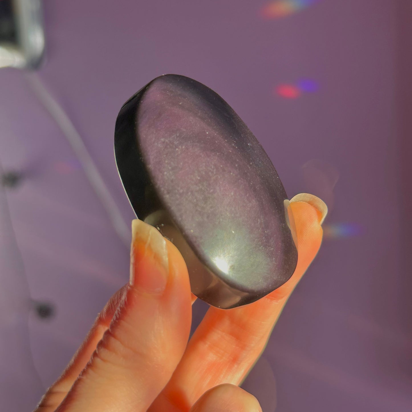 rainbow obsidian palm stone ~ intuitively chosen