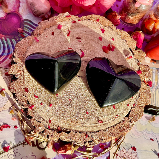 rainbow obsidian heart carvings A & B