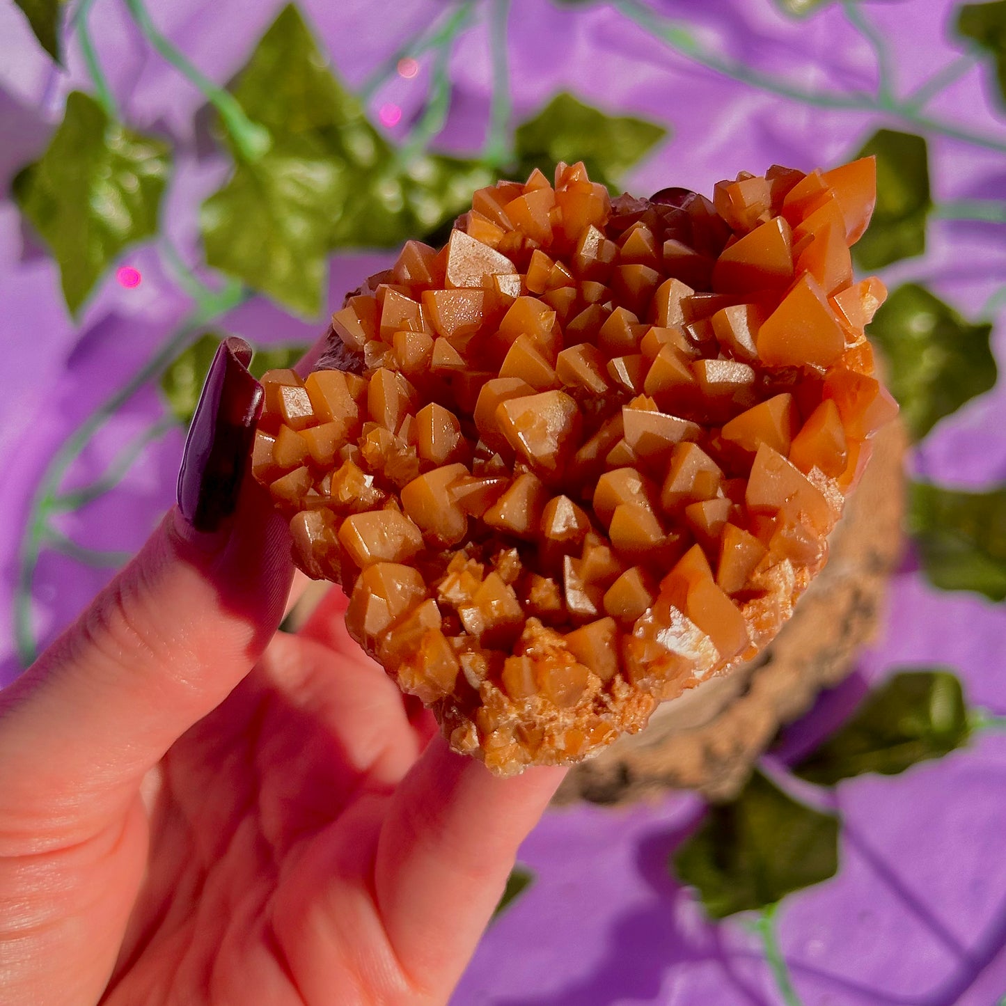 orange calcite cluster specimen C