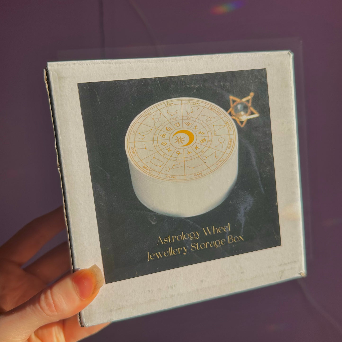 astrology wheel jewellery box with mirror
