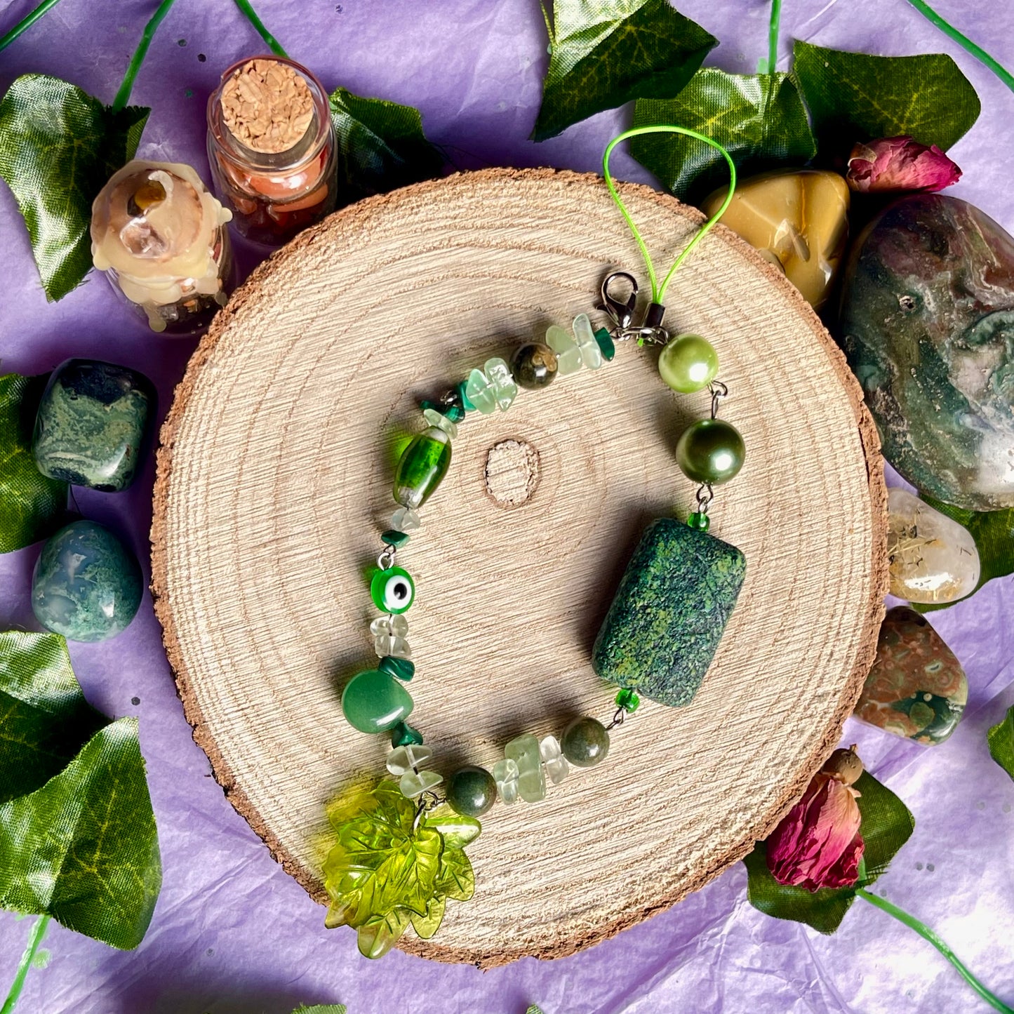 green phone charm