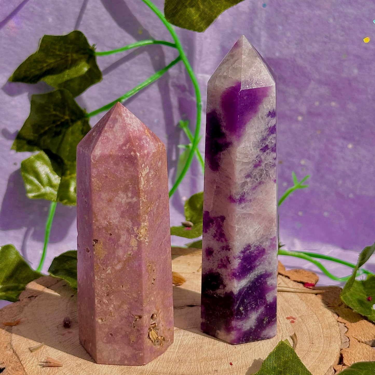 purple towers ~ lepidolite & phosphosiderite ~ choose your own
