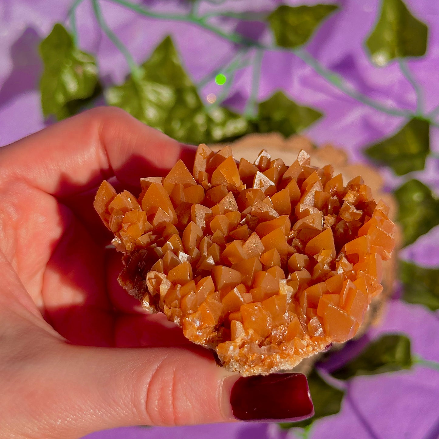 orange calcite cluster specimen C