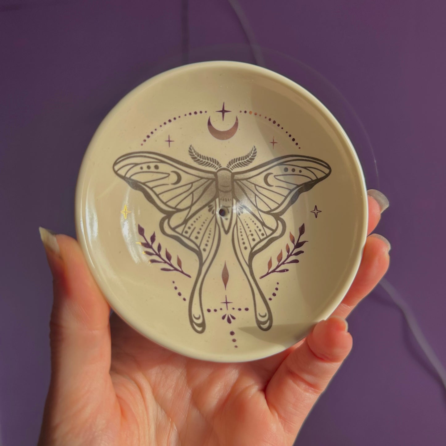 luna moth ceramic incense holder