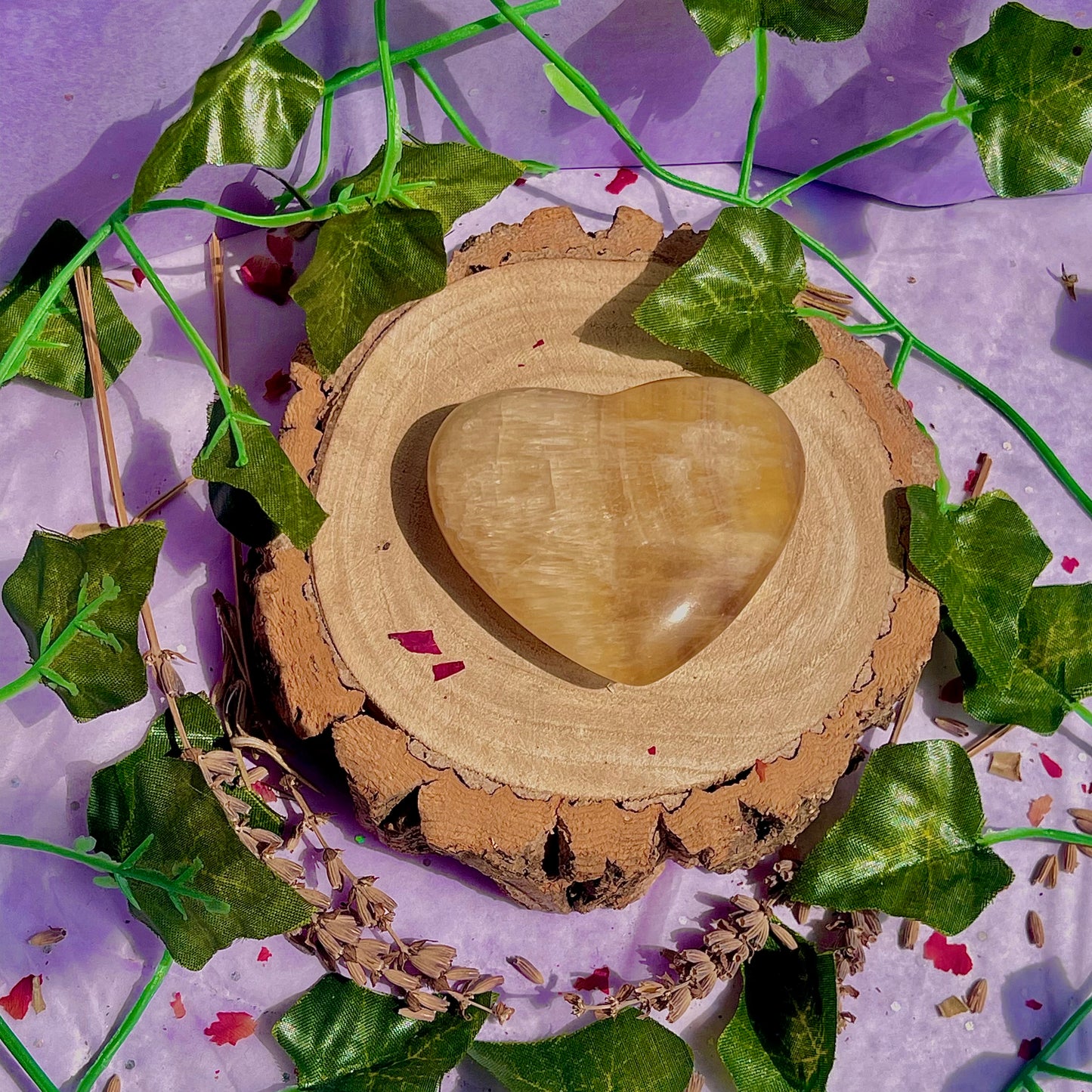 yellow fluorite heart carving