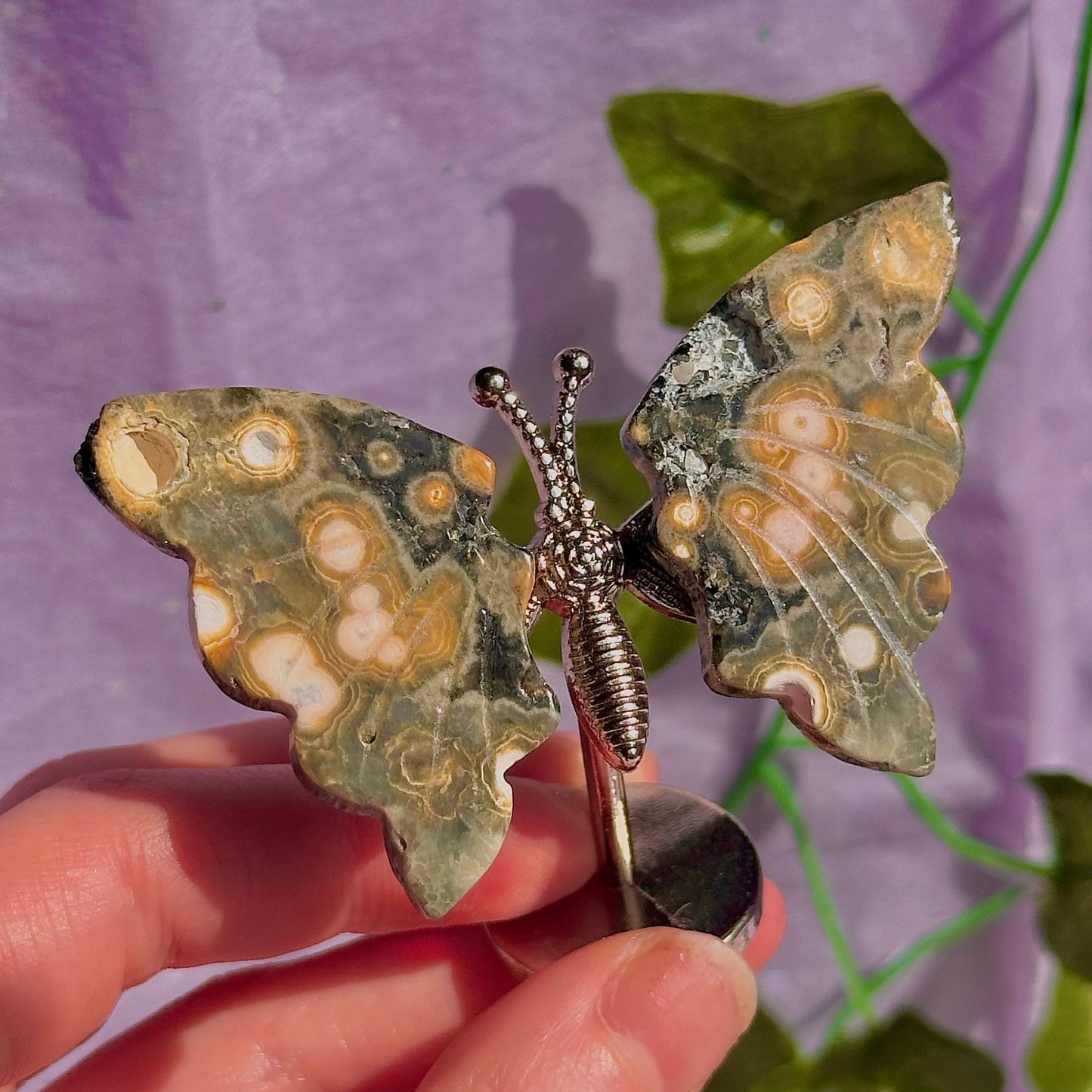 sea jasper butterflies on stand & dragon fly carving ~ choose your own