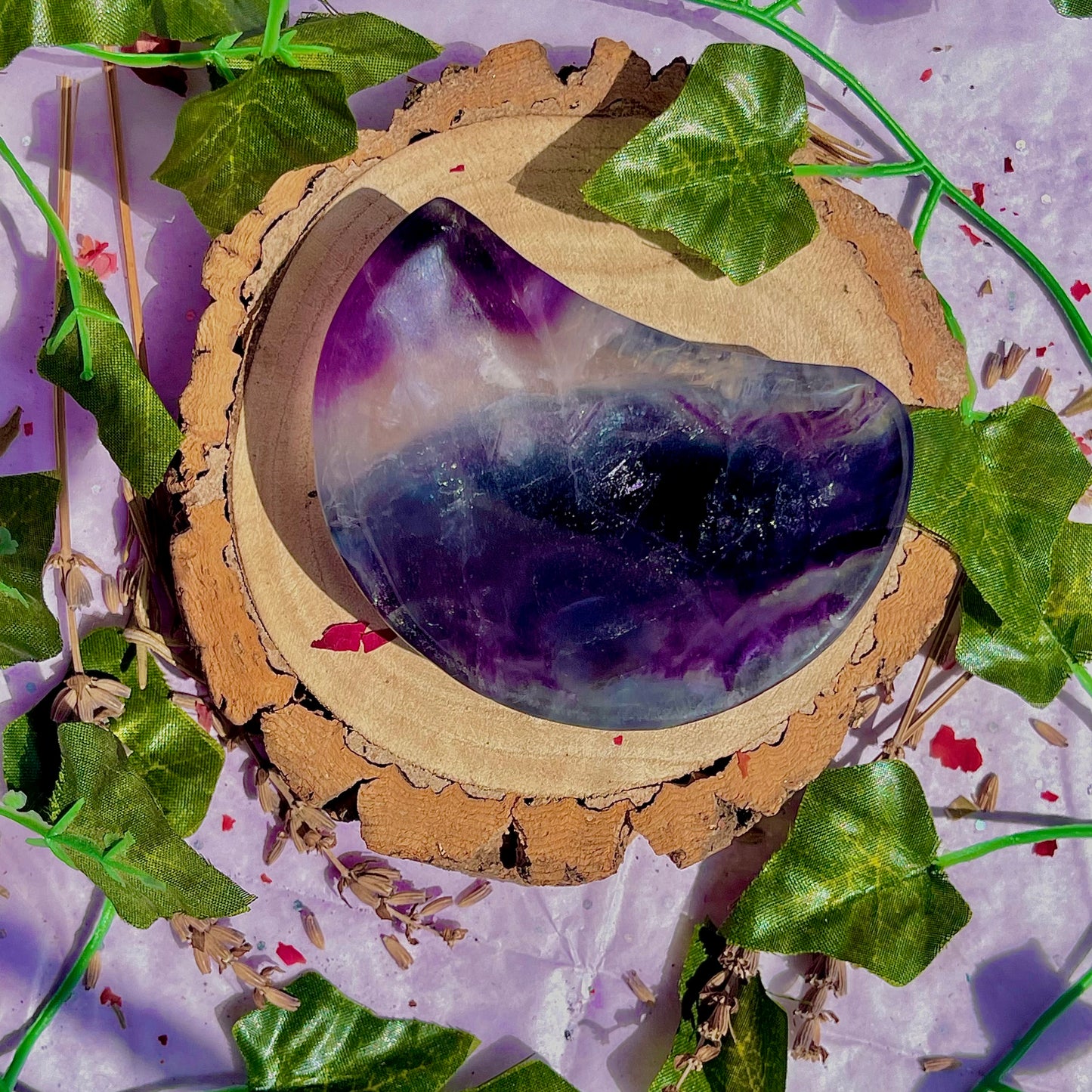 rainbow fluorite moon bowl D