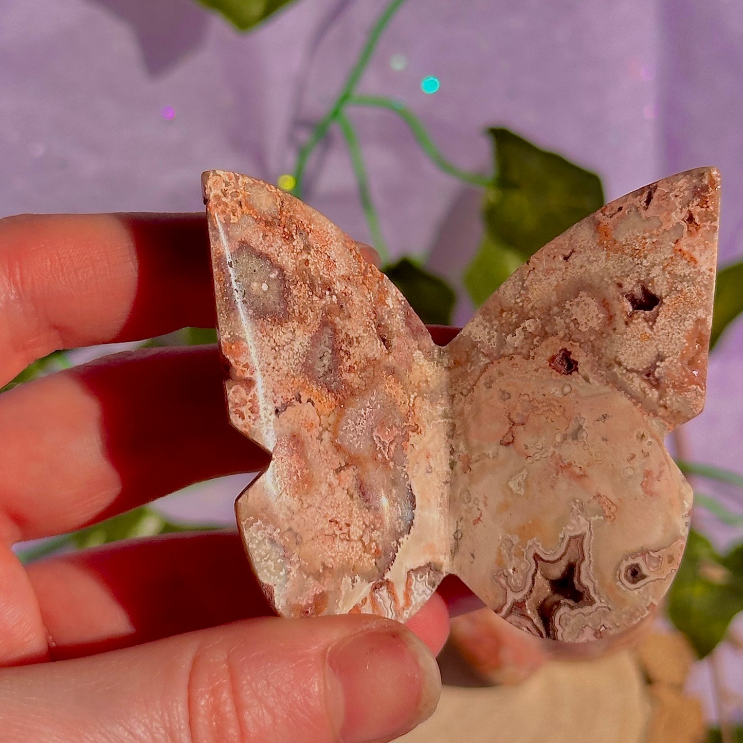 indonesian rare pink lace agate butterflies, self standing ~ choose your own